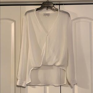 White sheer  long sleeve blouse